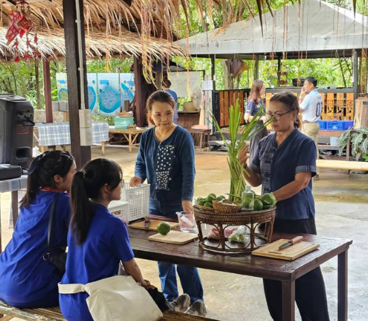 Students making herbal products